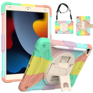 Ốp Lưng Tough Armor Cho iPad 10.2 Inch 2021/2020/2019/9th/8th/7th Gen/Air 3 10.5 "Vỏ Giữ Bút Chì Dây Đeo Vai Chống Sốc