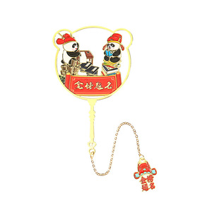 Panda Brass <b>Bookmark</b> Tassel Style Reusable Student Reading Marker Traditional Chinese Design - Product Image 3