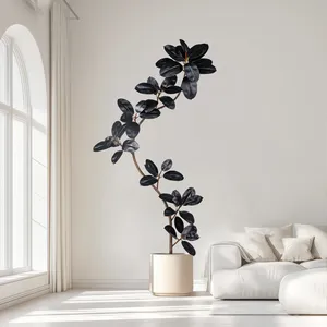 Grand arbre artificiel Ficus noir à feuilles larges pour la décoration intérieure de la maison et des hôtels - Product Image 2
