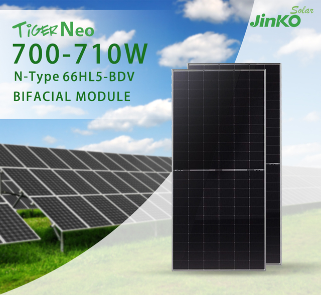 Jinko Mono Photovoltaic Panel 700w 720w 132 Half Cell N-Type Solar Panels for Solar Power System