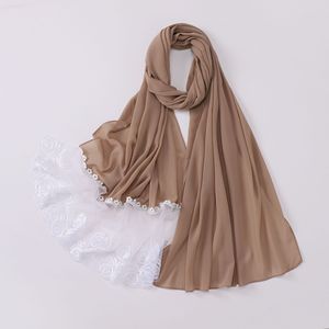 Customizable Solid Color <strong>New</strong> <strong>Style</strong> Rose Design Lace High Quality Chiffon Muslim Long <strong>Hijab</strong> - Product Image 6