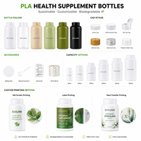 Bouteille en PLA biodégradable de 500 ml et 1 L à large ouverture, de qualité alimentaire, avec bouchon à vis, conteneur écologique pour boissons, pilules et emballages – Vente en gros