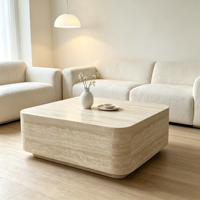 Nordischer Minimalistischer Natürlicher Travertin-Marmor Beistelltische Quadratische Couchtisch-Basen Luxuriöse Moderne Wohnzimmermöbel