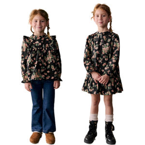 Ensemble de chemisiers et de pantalons pour filles de style vintage personnalisé ensemble motif floral «grande <span class=keywords><strong>soeur</strong></span> petite <span class=keywords><strong>soeur</strong></span>» pour enfants - Product Image 1