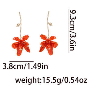Fashion Alloy <b>Earrings</b> Flower Decoration Pendant Holiday Style <b>Long</b> Women's <b>Earrings</b> - Product Image 2