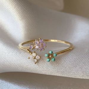 レディース絶妙なリング銅メッキ18Kゴールド甘い薄いリング - Product Image 4