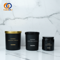 Stoples Lilin Kaca Hitam Matte 2oz 4oz 8oz Custom dengan Tutup Besi dan Kotak Hadiah, Stoples Krim Kosmetik 30g 60g 100g 120g 200g 250g