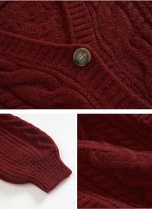 Suéter Curto de Inverno e Outono com Cintura Alta em Cor Sólida para Mulheres, <span class=keywords><strong>Cardigan</strong></span> de Malha com Botão Único, Novo Top Feminino - Product Image 2