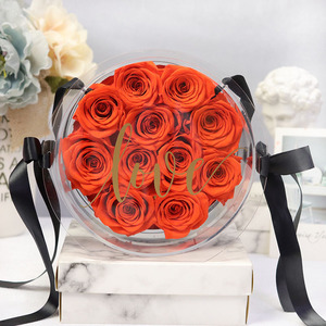 Rosa Eterna in Scatola <span class=keywords><strong>Regalo</strong></span> Rotonda in Acrilico con Decorazione LOVE, Nastro e Manico, Romantico Souvenir <span class=keywords><strong>per</strong></span> <span class=keywords><strong>Lei</strong></span> - Product Image 2