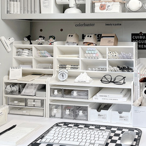 Desk Organizer Multi Compartment Storage Shelf 6 Tier Rectangle Standing Type Office Desktop Makeup Living Room Modern Style - Product Image 2
