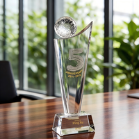 Trofeo de Cristal Personalizado, Creativo, con Grabado Gratuito, Medalla de Premio, Columna de Cinco Lados, Trofeo de Golf al por Mayor para Premios de Torneos