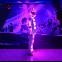 Costume de robot de danse LED futuriste, armure lumineuse pour homme, vêtements de scène, costume programmable, casque de mecha, costume RGB noir