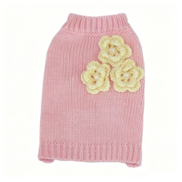 Pull chaud d'hiver pour chien, col roulé, tricoté, crocheté, fleur, perle, sweat à capuche pour chien fait main au crochet