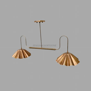 Lustre moderne élégant de style mi-siècle en laiton fait main, suspension plafond Sputnik italienne à 2 lumières, finition personnalisée, montage encastré - Product Image 4