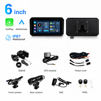 Écran d'affichage Moto CarPlay sans fil 6 pouces avec DVR, double caméra, 4G SIM, Android 14, 4G+64G, étanche IP67