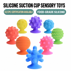 Eight Texture Silicone Sensory <b>Fidget</b> Toys Colorful Suction Cup Stress Relief <b>Set</b> with Dimpled Wavy and Bumpy Surfaces - Product Image 2