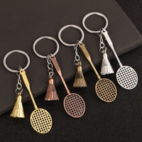 Porte-clés en alliage de zinc, série sportive (golf, tennis de table, badminton), vente en gros d'usine, cadeau d'affaires créatif