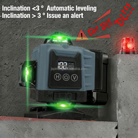 Niveau laser vert 4D à 16 lignes 505-520 nm, machine de nivellement laser auto-nivelante avec trépied, double batterie et télécommande