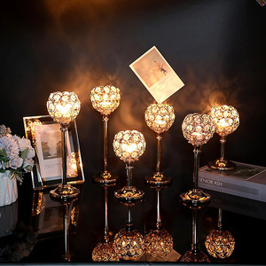 Dropship Rustic-Style Crystal Metal <strong>Tealight</strong> Candlestick Tall Crystal Votive Candle <strong>Holders</strong> Bling Bowl Candelabras for Wedding - Product Image 3