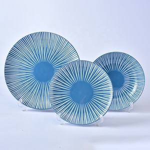 Đĩa Ăn Tối Bằng Gốm Sọc Trắng Và Đen Sang Trọng Đĩa Gốm Tùy Chỉnh Dập Nổi Bộ Đồ Ăn Bằng Gốm - Product Image 3