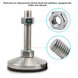 M8 M12 M14 M20 M24 gambe di supporto per mobili in acciaio piedini di livellamento per impieghi gravosi piedini regolabili antiscivolo