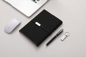 Modern Embossed PU Leather <b>Notebook</b> Gift <b>Set</b> with Pen and Keychain-Multifunction Handmade Promotional Office Product for Events - Product Image 6
