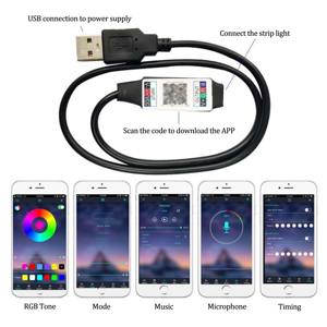 Bande <span class=keywords><strong>LED</strong></span> <span class=keywords><strong>Bluetooth</strong></span> 5V 5050 30 <span class=keywords><strong>LED</strong></span>, 24 touches, <span class=keywords><strong>ruban</strong></span> lumineux auto-adhésif à éclat doux pour la décoration sous les armoires de la chambre et de la salle de bain - Product Image 5