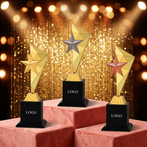 Elegant Star Sports Trophy Die Casting Metal Black Base Portable Design Engraving Option for Championship Winners Tournament - Product Image 1