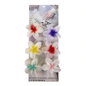 Fermaglio per capelli a forma di fiore di frangipani color gelatina, 8 cm - Product Image 1