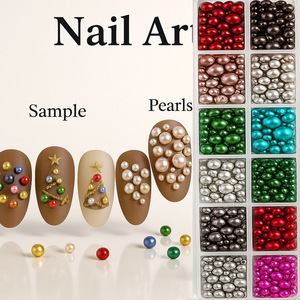 Accessoires de <span class=keywords><strong>nail</strong></span> <span class=keywords><strong>art</strong></span> en résine perlée rétro de Noël à 12 compartiments, strass à dos plat de tailles assorties, embellissements très demandés, <span class=keywords><strong>pas</strong></span> chers - Product Image 3
