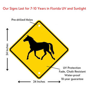 Segnale di attraversamento per cavalli - Simbolo autentico di attraversamento equino - Pellicola riflettente prismatica ad alta intensità - Segnale di avvertimento appariscente - Product Image 2