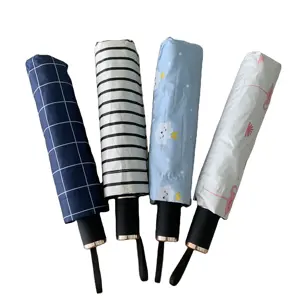 Lớp Phủ Màu Đen Của Nhãn Hiệu Mở UV Khối Chất Lượng Cao Windproof Quà Tặng Khuyến Mãi Nhà Máy OEM Phổ Biến Ô Ô Ba Lần Mưa Ô