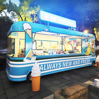 Camper Van Certifié CE, Grand Food Truck Bleu Entièrement Équipé, Remorque à Vendre aux États-Unis, en Espagne, au Mexique, au Canada