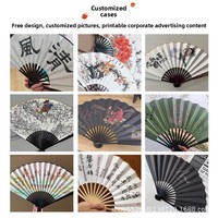 Éventail pliant en soie personnalisé avec technique d'impression, style chinois, pour cadeaux promotionnels - Vente en gros DIY