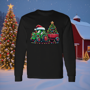 Camiseta navideña de manga larga con diseño de camión agrícola para niños - Product Image 3