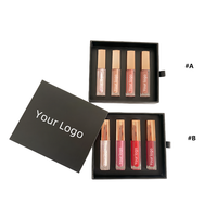 Faites votre propre marque DIY Coffret cadeau d'anniversaire et cadeau de Noël Ensemble de rouge à lèvres mat 4 couleurs imperméable à l'eau longue durée