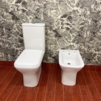 Ensemble de toilette en céramique deux pièces de style européen de luxe Commode carrée Bol monté au sol à double chasse P-Trap Cupc certifié pour la maison