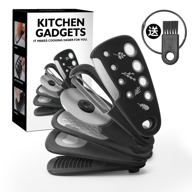 6 Pieces Kitchen Gadgets Set Grater Bottle Opener Fruit Vegetable Peeler Pizza Cutter Garlic Ginger Multifunctional Cutter Wheel