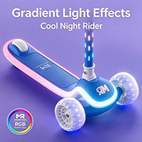 Nouvelle trottinette 3 roues pour enfants, pliable en un clic, guidon réglable sur 4 niveaux, 20 couleurs dégradées, lumière et musique, trottinette pour grands enfants