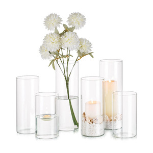 Alto <span class=keywords><strong>vetro</strong></span> borosilicato portacandele e vaso idroponico trasparente decorazione <span class=keywords><strong>per</strong></span> la casa ornamento con bocca larga antivento tazza vuota - Product Image 6