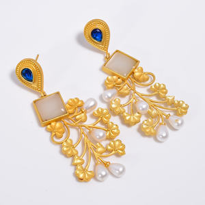 ต่างหูอัญมณีทองเหลืองแฟชั่นสำหรับผู้หญิงและผู้หญิง14K เครื่องประดับอัญมณีทองเหลืองออกแบบได้ตามต้องการส่งออก - Product Image 4