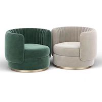 Fauteuil pivotant moderne avec revêtement en velours confortable, base en métal, pour salon ou hôtel, pour utilisation en appartement
