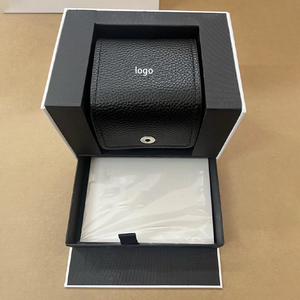 Coffret de luxe noir en cuir pour montres, boîte d'emballage complète avec logo, étuis et boîtes de voyage pour montres homme et femme - Product Image 4