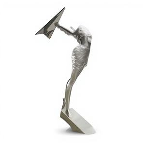 Escultura Metálica Abstracta de Acero Inoxidable con Tallado Calado, Estilo Moderno, para Jardín, Paisaje, Parque, Plaza, Exterior - Product Image 1