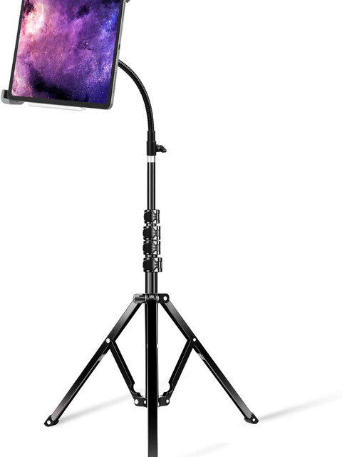 Elitehood Heavy Duty Metal iPad  12.9/13/11 & 9.5-14.5 Inch Tablet Gooseneck Tripod Stand