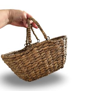 Panier en jacinthe d'eau de style français antique avec deux poignées pivotantes, panier de marché tissé à la main pour la décoration de ferme - Product Image 6