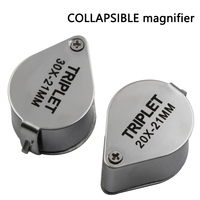 Loupe pliante pour bijoux en diamant 10X 20X 30X, outil de loupe, loupe pour les yeux, loupe grossissante, équipements, loupe pour bijoutiers