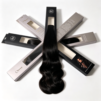 Boîte en carton personnalisée avec logo pour extensions de cheveux et perruques, emballage long avec poignée à crochet