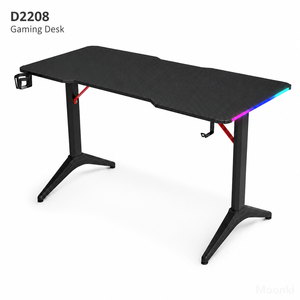 Bureau de jeu D2208 RGB avec plateau en fibre de carbone de 15 mm, porte-gobelet et crochet pour casque - Product Image 1
