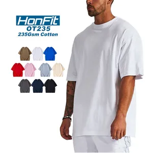 Blank 100% Cotton Streetwear Tee Tops Custom Logo Summer 240 Gsm Drop Shoulder Casual Tshirts For Men